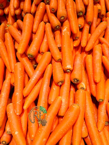 the fresh orange carot in the market close up