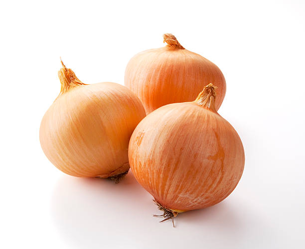 onions on white background.