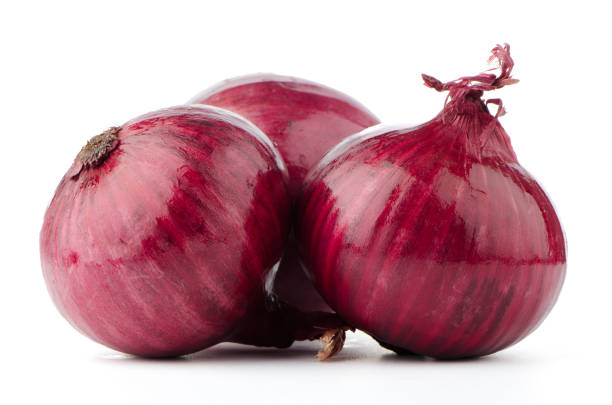 red onions isolated on white background